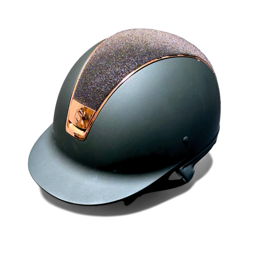 Samshield Shadow Matte Crystal Fabric with Rose Gold Helmet -7 1/4 - Black | Malvern Saddlery