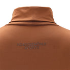 Schockemöhle Alba Style Women's Turtleneck Training Top in Nougat back collar with rhinestone logo