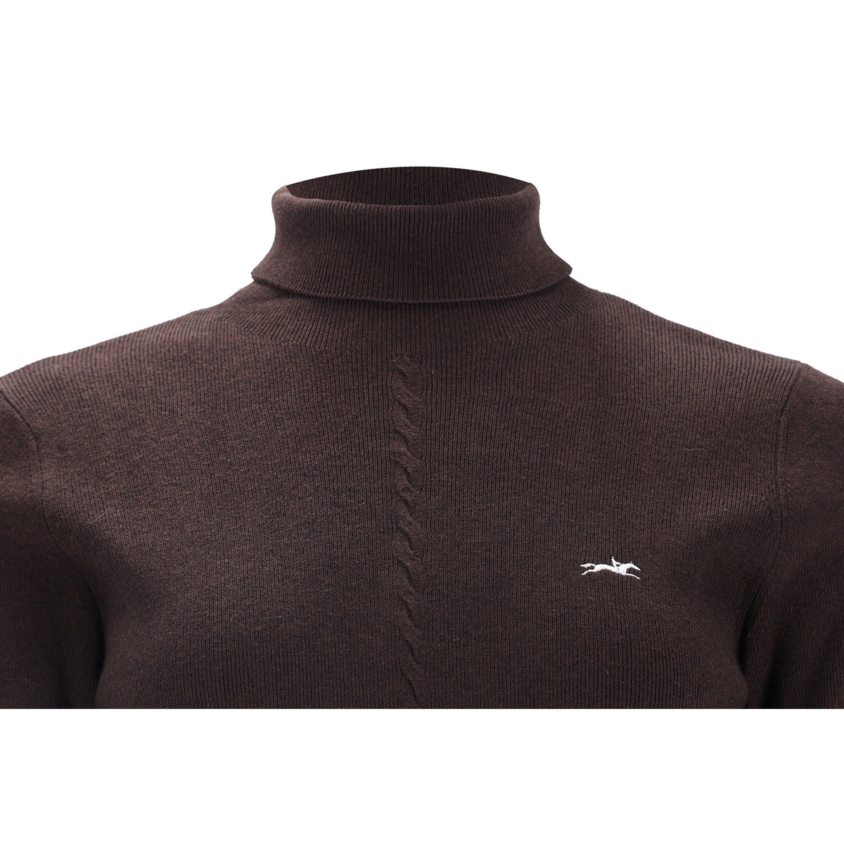 Schockemöhle Josie Style Women's Turtleneck Sweater in Mocca cable knit close up