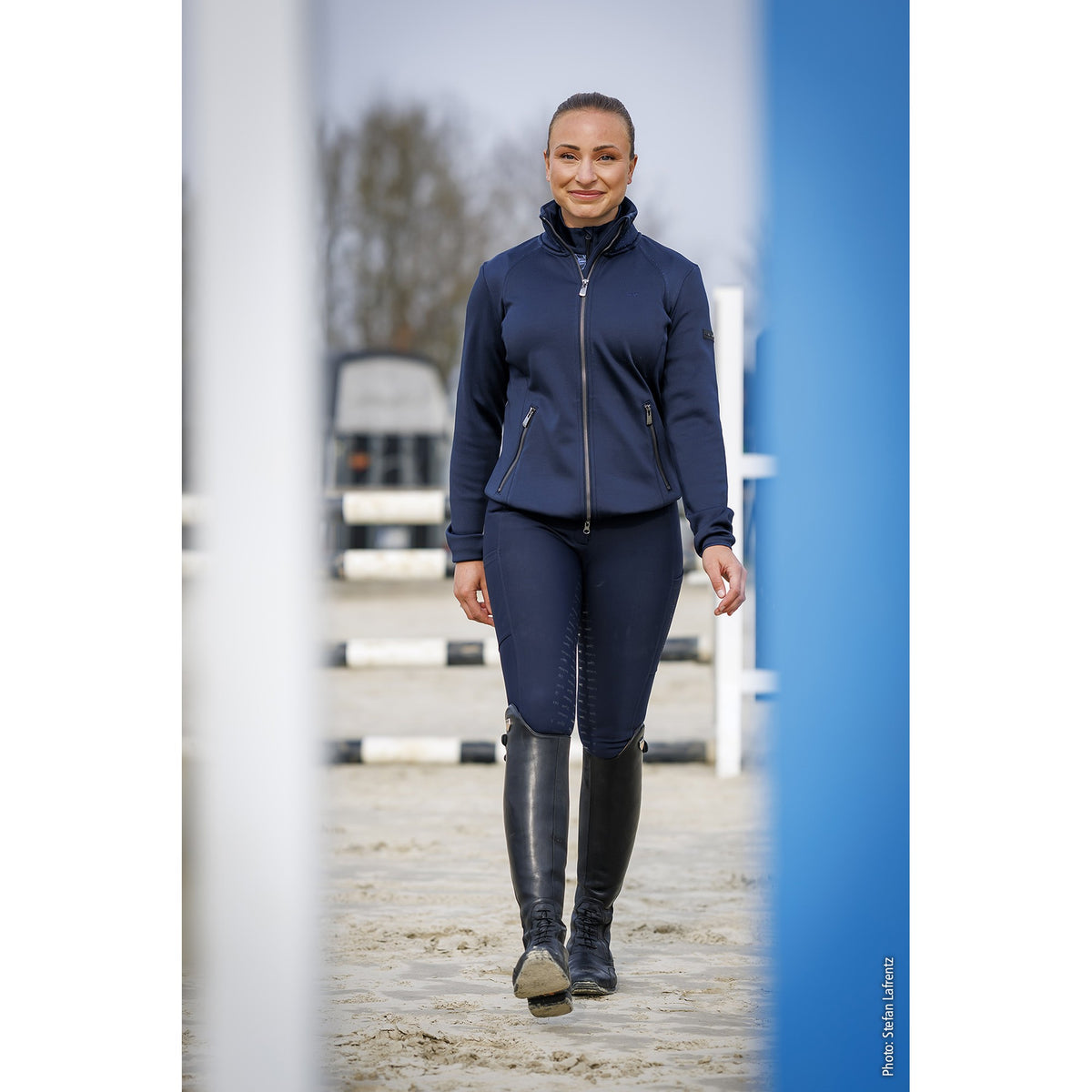 Schockemöhle Ricarda Women's Jersey Jacket in Dark Navy worn at the arena