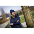 Schockemöhle Tilly Style Women's Long Vest in Dark Navy worn outdoors close up