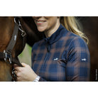 Schockemöhle Xandra Style Women's Training Shirt in Navy Checker worn at the barn