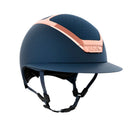 KASK Star Lady Chrome Equestrian Helmet - Navy with Rose Gold Frame;  on white background | Wide Brim English Riding Helmets | Malvern Saddlery