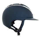KASK Star Lady Chrome Equestrian Helmet - Navy with Silver Frame;  side view on white background | Wide Brim English Riding Helmets | Malvern Saddlery