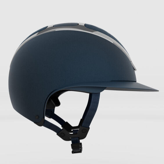 KASK Equestrian Star Lady Chrome Helmet - Navy with Silver frame, side view | Malvern Saddlery