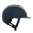 KASK Star Lady Chrome Equestrian Helmet -Navy/Gold; side view on white background | Wide Brim Helmets | Malvern Saddlery