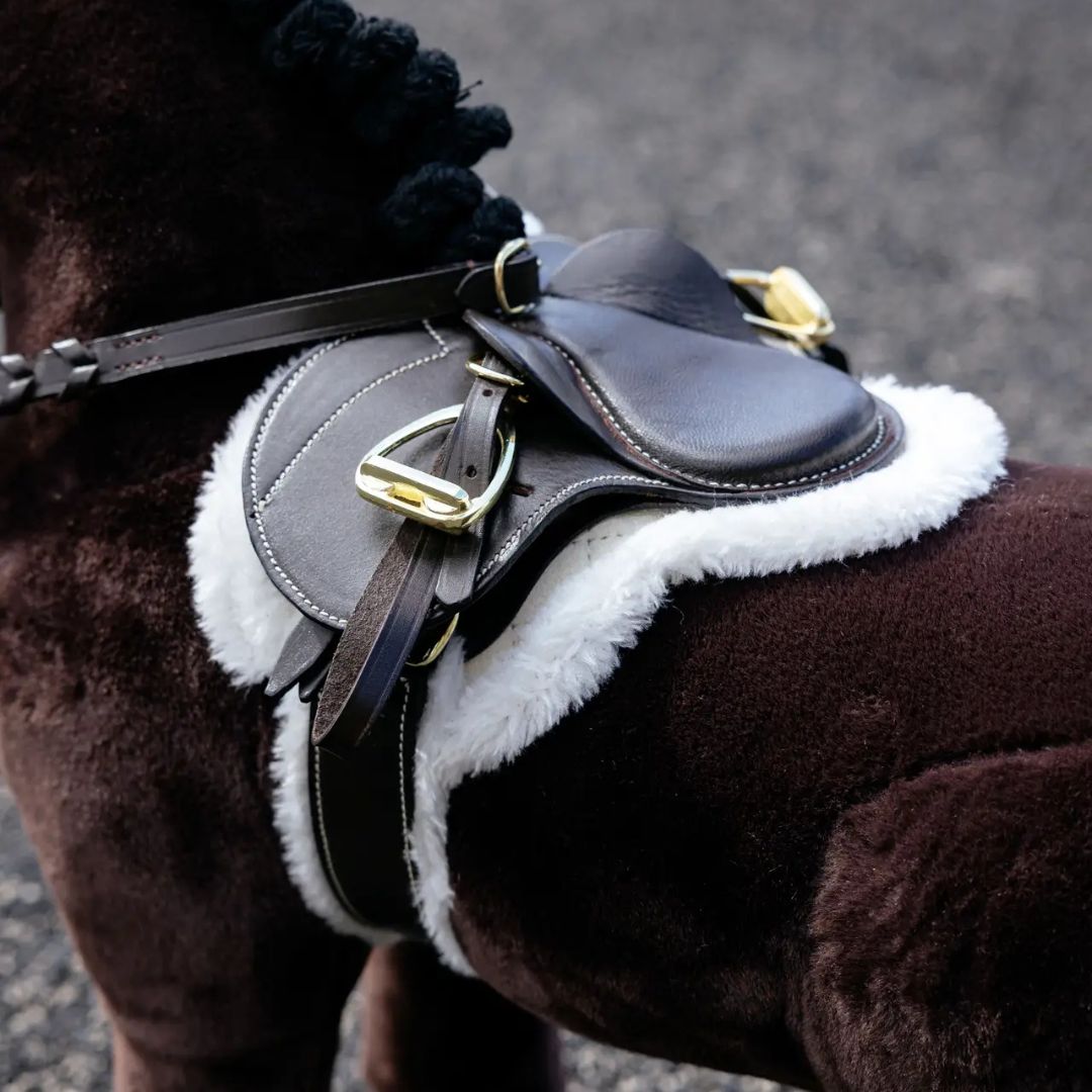 LeMieux Toy Pony Hunter Saddle Pad & Girth Set - shown on toy pony with saddle (both sold separately) | Malvern Saddlery