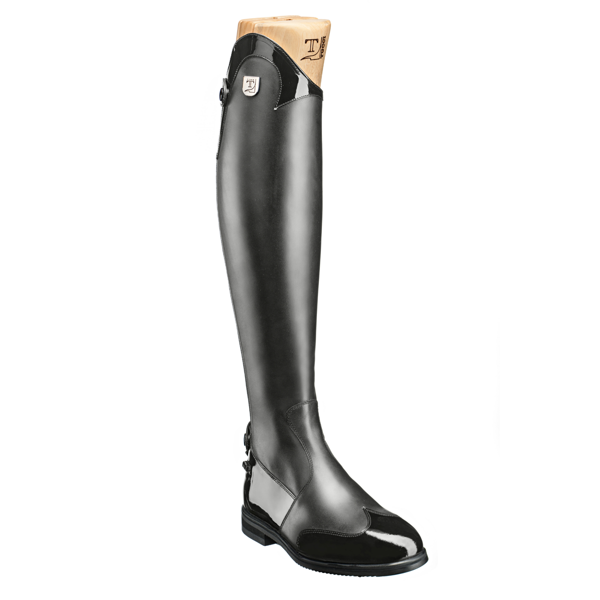 Tucci Time Marilyn Grey Leather Dress Boot with Punched Toe Detail and Spanish Topline