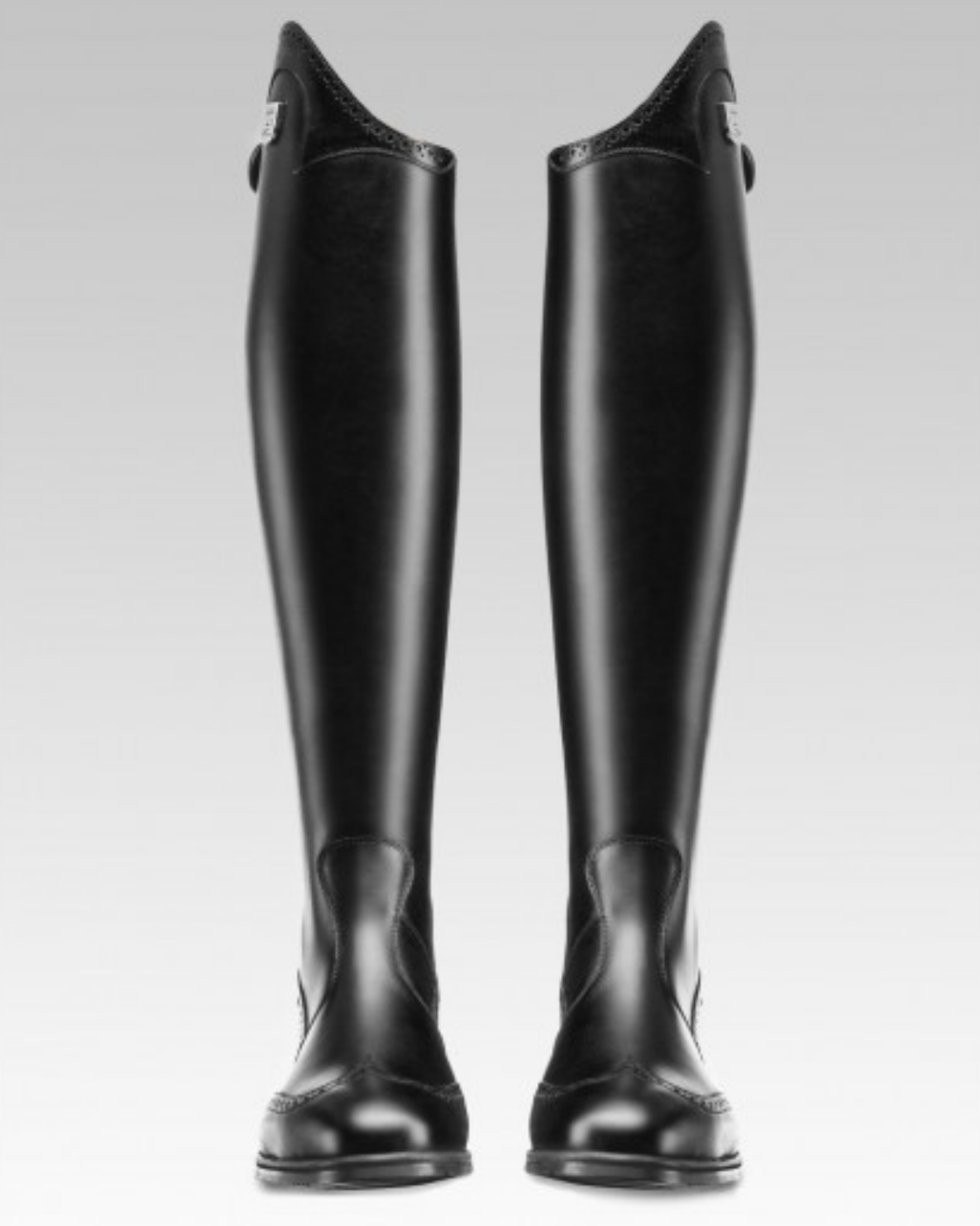 Tucci Time Marilyn Dress Boot - Punched - Black; pair front view | Malvern Saddlery