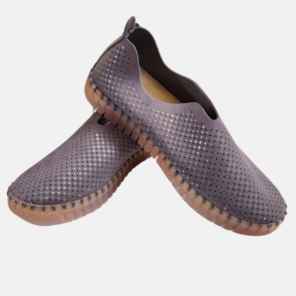 Ilse Jacobsen Tulip Luxe Flats with Sparkle - Smoke Gray | Malvern Saddlery