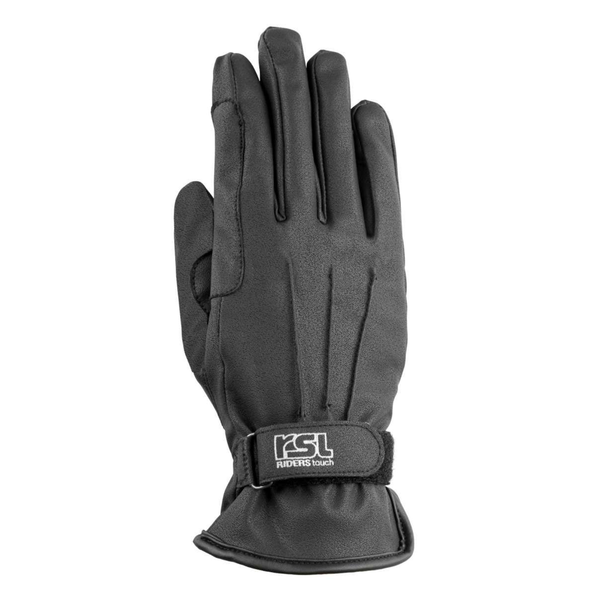 Black USG Oslo winter equestrian gloves with reinforced grip and adjustable wrist closure