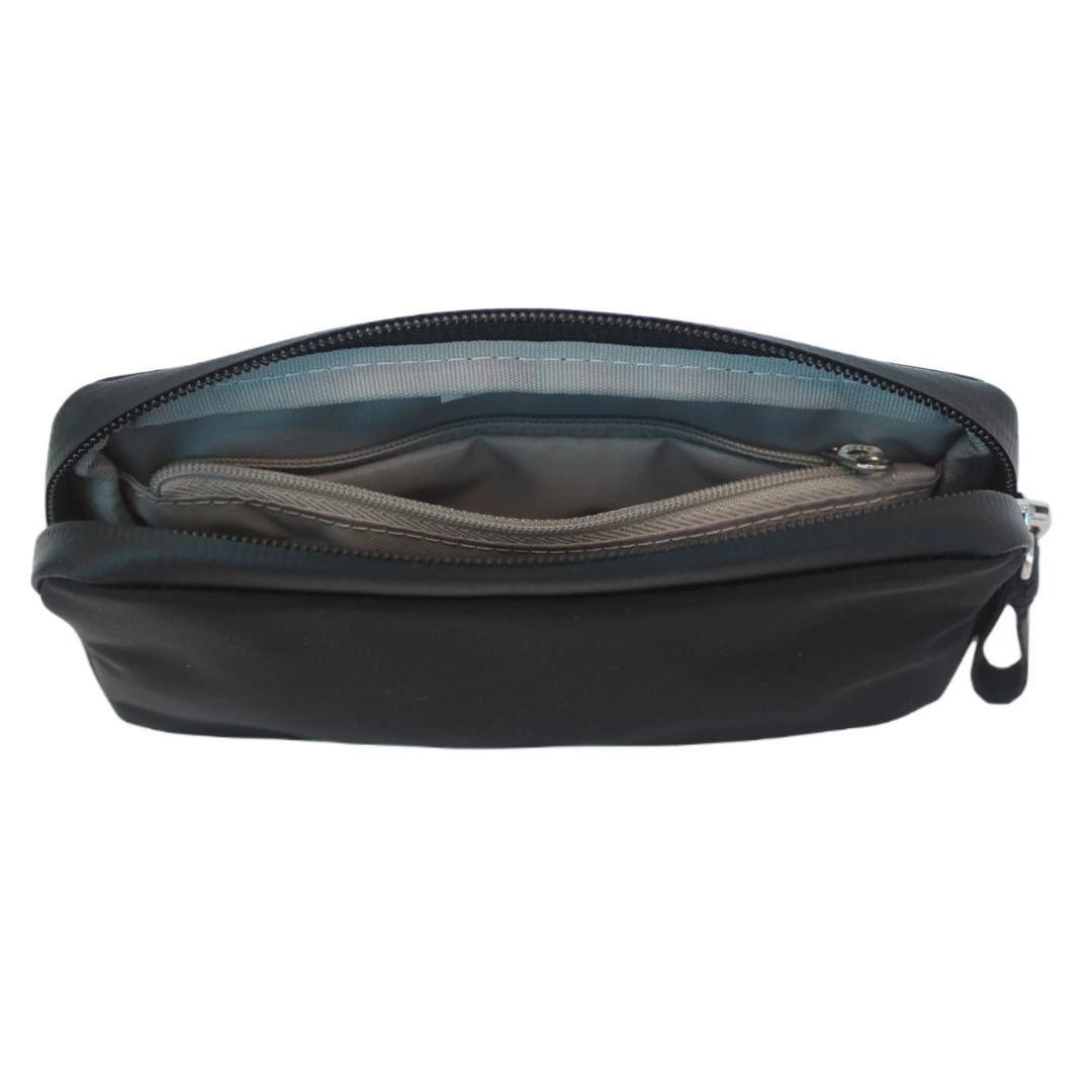 Veltri Sports Large Eaton Belt Bag, top view unzipped | Malvern Saddlery