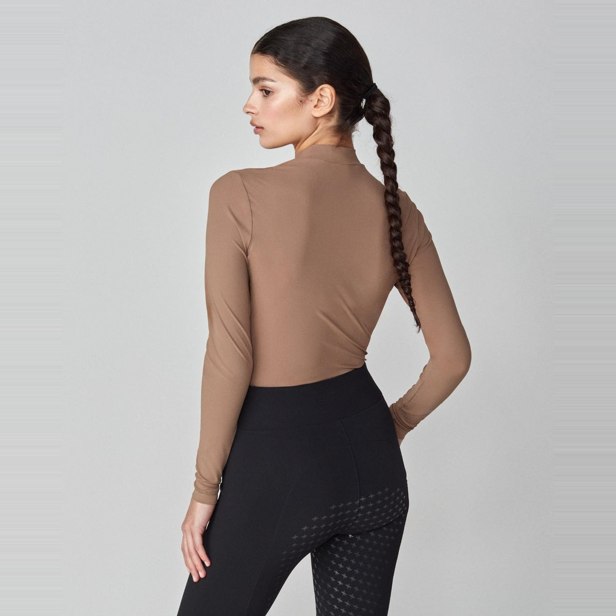 Yagya Women's Lightweight Long Sleeve Riding Top - Camel, back | Malvern Saddlery
