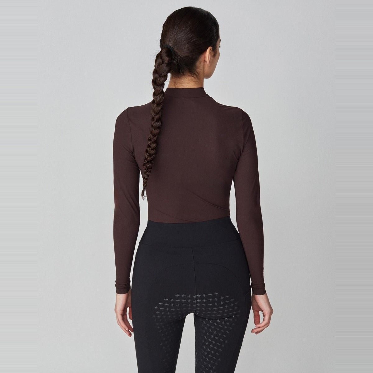 Yagya Women's Lightweight Long Sleeve Riding Top - Dark Brown, back | Malvern Saddlery