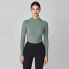 Yagya Women's Lightweight Long Sleeve Riding Top - Slate Green, front | Malvern Saddlery
