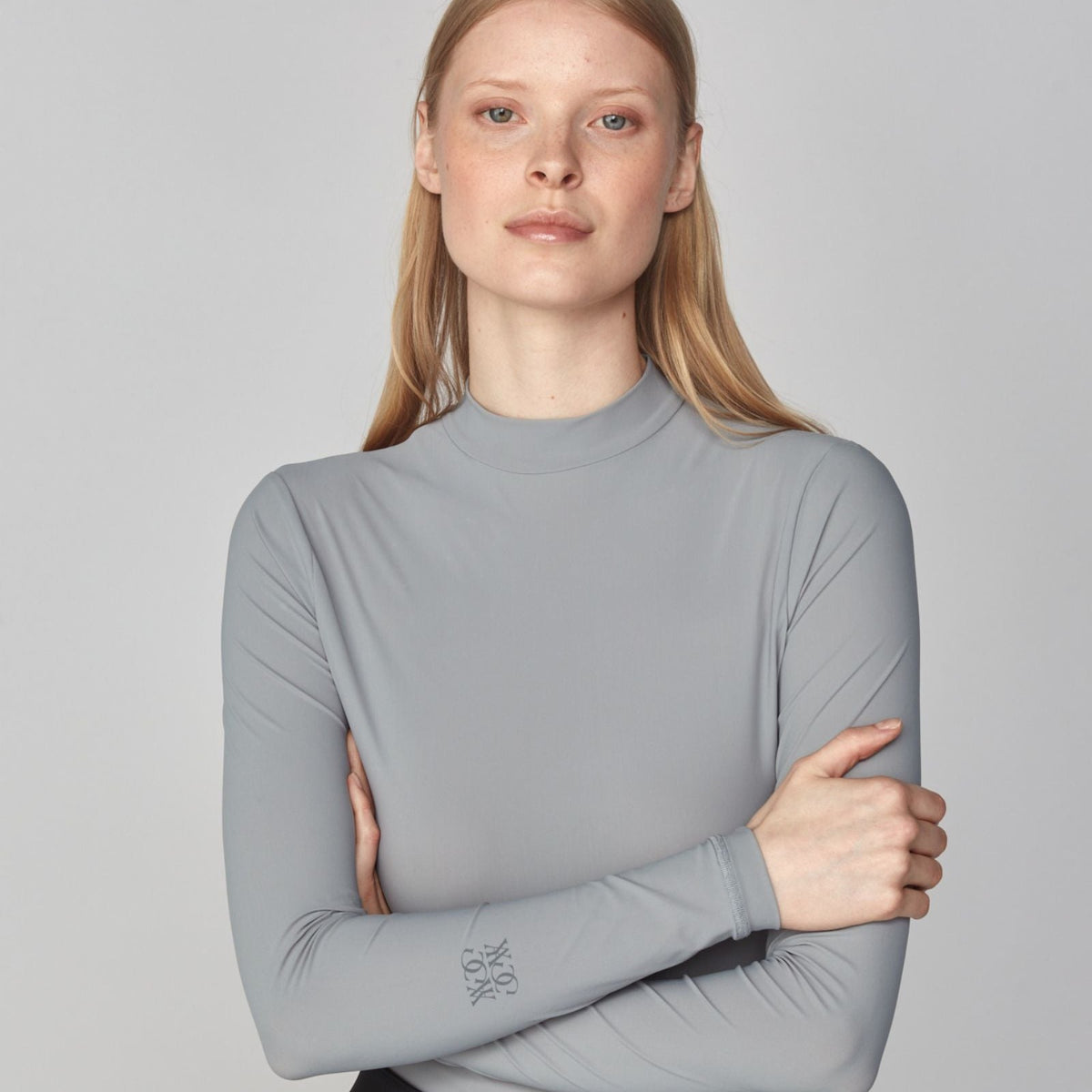 Yagya Women's Lightweight Long Sleeve Riding Top - Stone, close-up | Malvern Saddlery