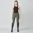 Yagya Women's Performance Knee Grip Breeches - Green, front | Malvern Saddlery