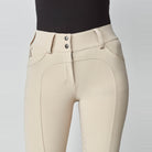 Yagya Women's Performance Knee Grip Breeches - Tan, waist detail | Malvern Saddlery