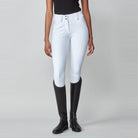 Yagya Women's Performance Knee Grip Breeches - White, front close-up | Malvern Saddlery
