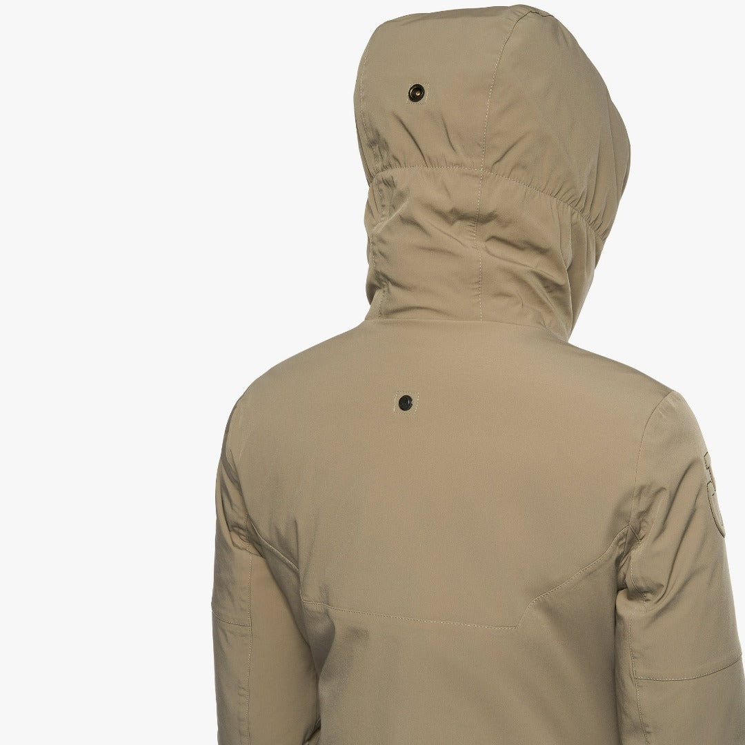 Cavalleria Toscana Ladies Hooded Performance Jacket, back view hood up | Malvern Saddlery
