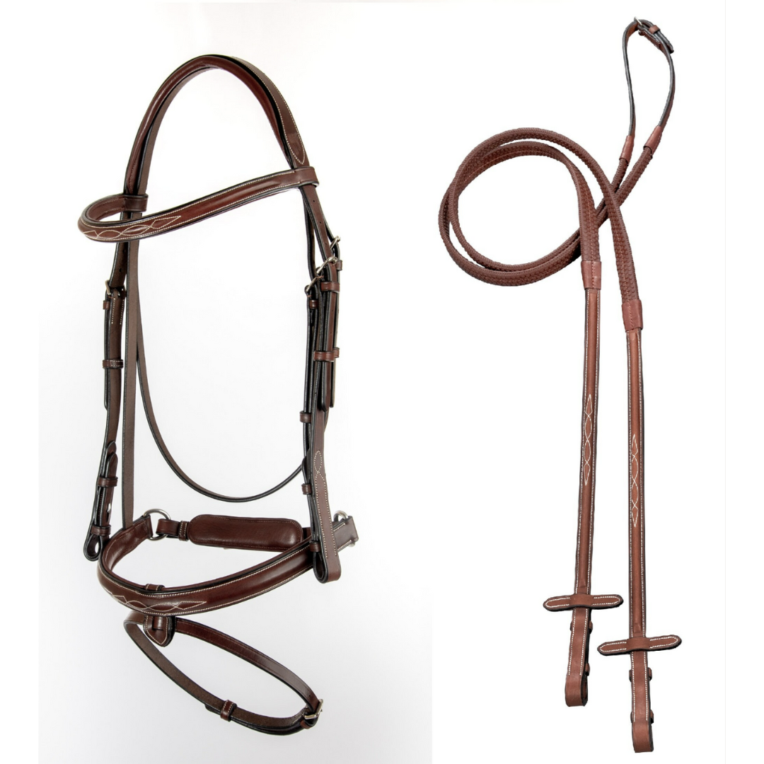 ADT Starman Bridle Crank Noseband with Rubber Reins | Malvern Saddlery