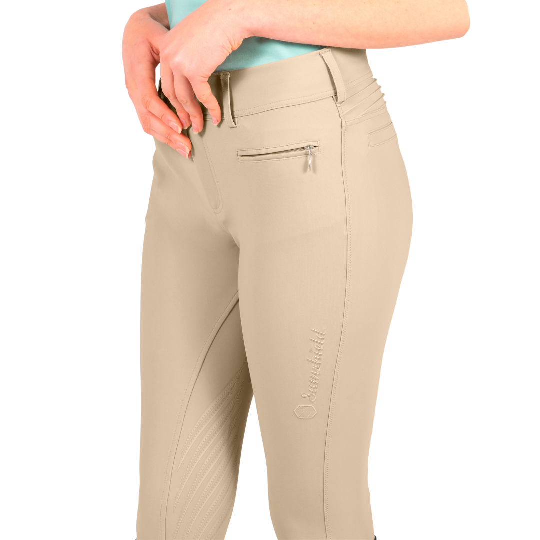 Samshield Chloe Embroidery Knee Grip Breech - Sand | Malvern Saddlery