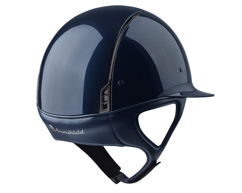 Samshield Miss Shield Shadow Glossy Helmet - Navy - back | Malvern Saddlery